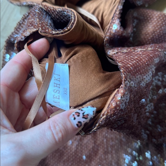 Meshki Brown Sequin Bodycon Dress - Picture 4 of 5